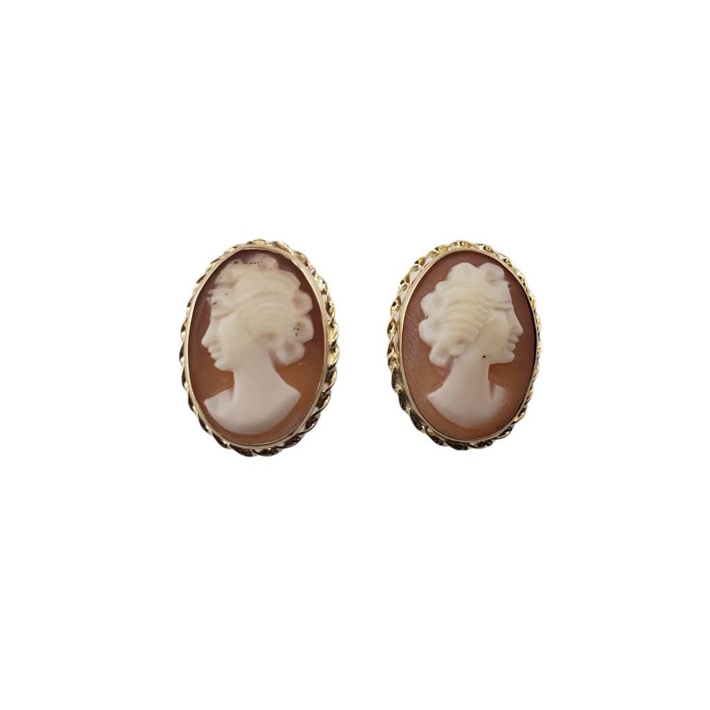 Vintage 14 Karat Yellow Gold Cameo Earrings #15520